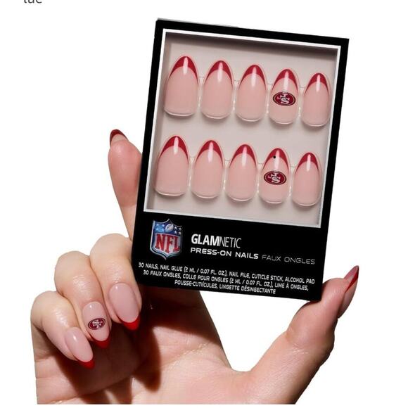 San Francisco 49ers Press-On Nails | Red French Tips + Logo Accent 🏈 - Picture 5 of 6
